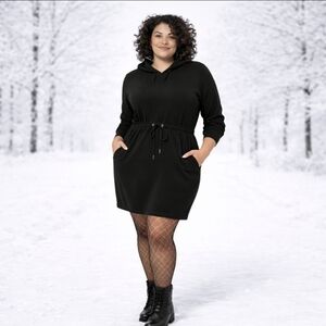 TORRID Black Super Soft Fleece Hooded Sweatshirt Dress w/ Pockets Size 2X